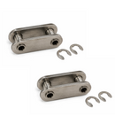 C2060HPSS Stainless Steel Hollow Pin Chain Connecting Link 2PCS with Spring Clips and Side Plates