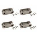 C2050HPSS Stainless Steel Hollow Pin Chain Connecting Link 4PCS with Spring Clips and Side Plates