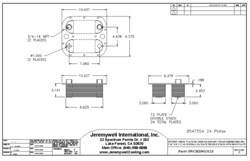 Aftermarket Replacement for Detroit Diesel MTU 8547561 8536502 Oil Cooler