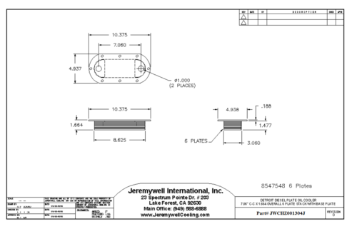 JWCHZ001304J Aftermarket Replacement for Detroit Diesel MTU Oil cooler 8547548