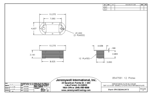 JWCHZ001307J Aftermarket Replacement for Detroit Diesel 6V-53 6-71 318 MTU 8545373 Oil Cooler