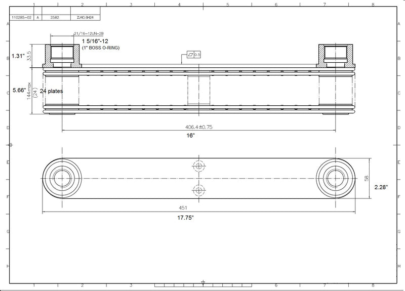 JWCHZ002582J Heavy Duty 24 Plate 16" Center Stainless Steel Radiator Tank Plate oil cooler