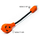 RV Camper Cord Adapter 15A Male to 30A Female 12" Power Connector 12AWG/3 Cord