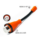 RV Power Adapter w/Threaded Twist-Lock ,15A Male to 50A Female, 10AWG/3 Cord STW