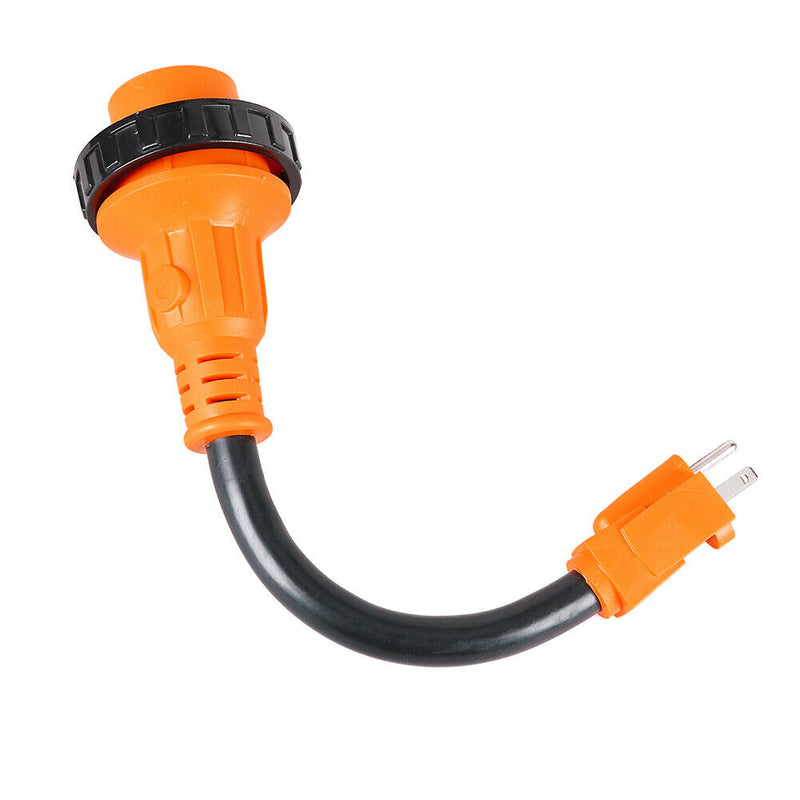 RV Power Adapter Cord Twist Lock 15A Male to 30A Female 12" 10AWG/3 Cord