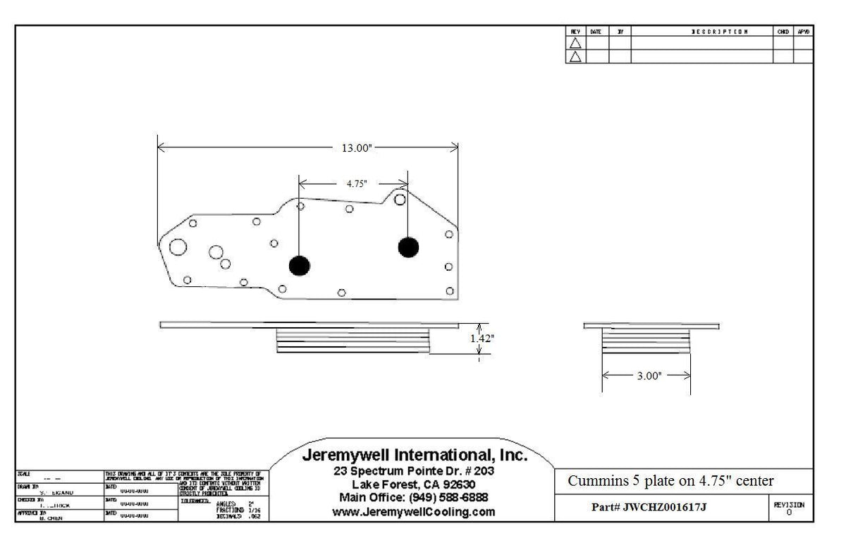 JWCHZ001617J Aftermarket replacement for Cummins 4B 4BT 5 Plate 392155