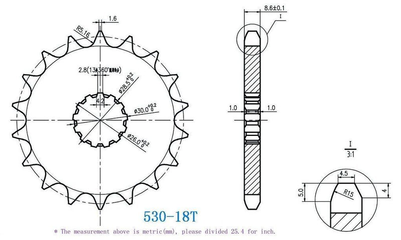 530 Motorcycle Front Sprocket 18 Tooth Perfect for Dirt Bike, Go Kart, ATV