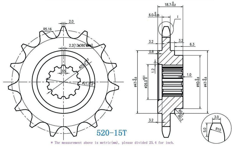 520 Motorcycle Front Sprocket 15 Tooth perfect for Dirt Bike,Go Kart, ATV (064)
