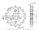 428 Motorcycle Front Sprocket 14 Tooth Perfect for Dirt Bike, Go Kart, ATV