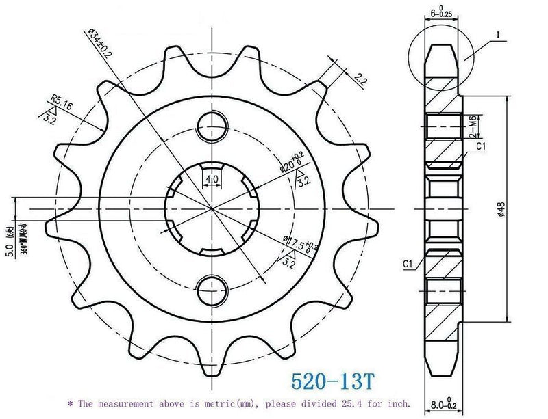 520 Motorcycle Front Sprocket 13 Tooth Perfect for Dirt Bike, Go Kart, ATV