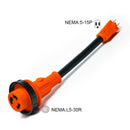 RV Power Adapter Cord Twist Lock 15A Male to 30A Female 12" 10AWG/3 Cord