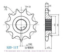 520 Motorcycle Front Sprocket 11 Tooth Perfect for Dirt Bike, Go Kart, ATV