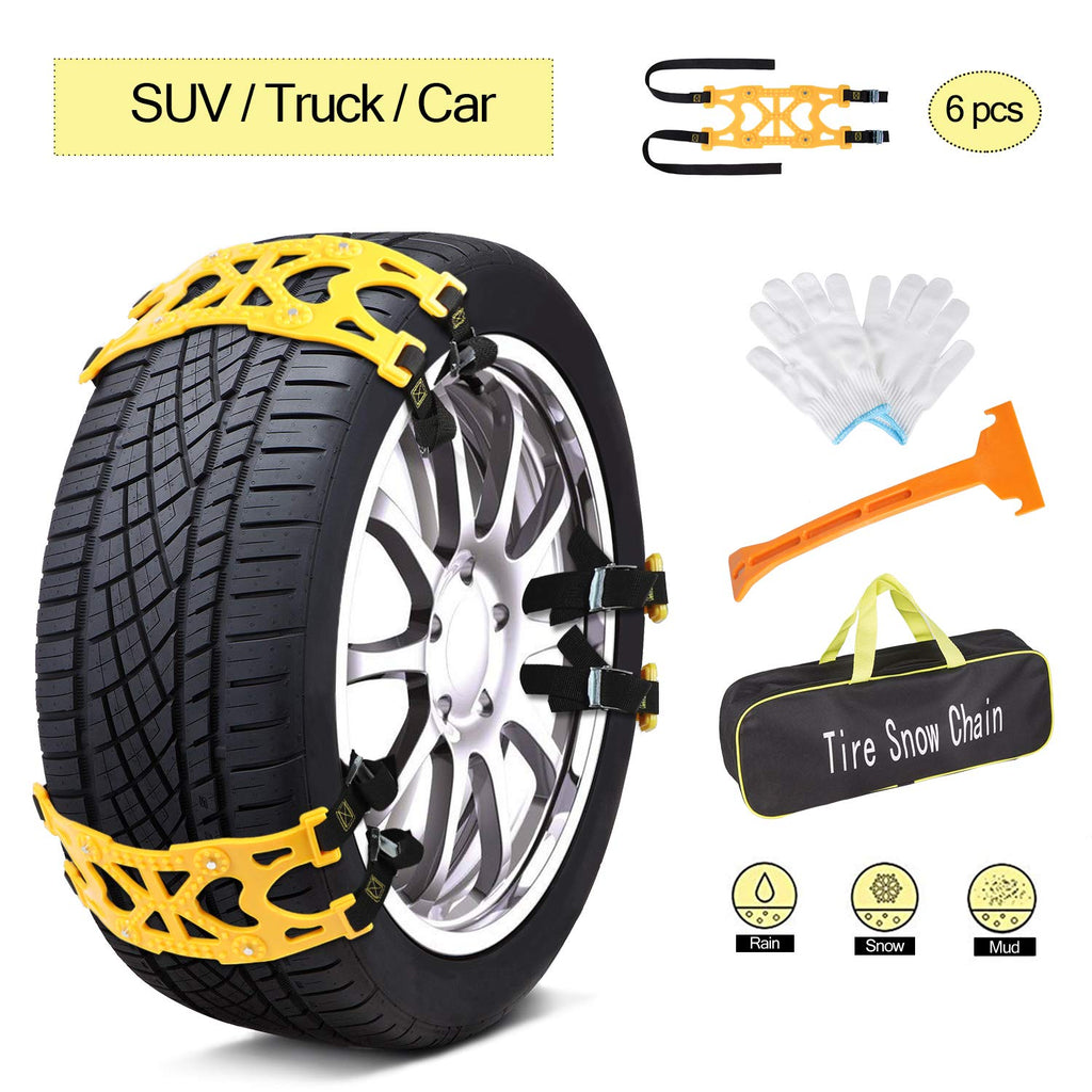 6 pcs Universal Car Snow Anti Slip Tire Chains Emergency for Cars SUV