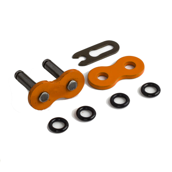 520 Motorcycle Chain O-Ring Connecting Link, Orange, Clip Type (4 PCS)