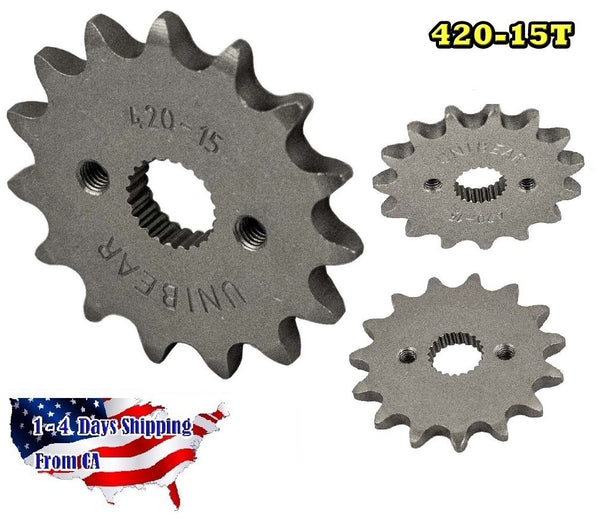 420 Motorcycle Front Sprocket 15 Tooth Perfect for Dirt Bike, Go Kart, ATV