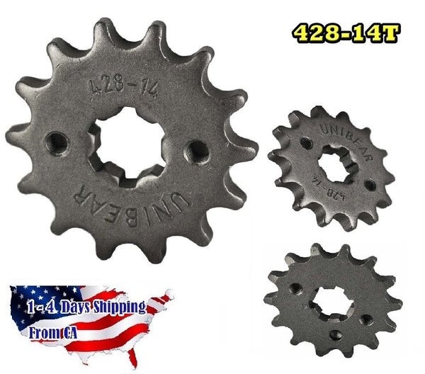 428 Motorcycle Front Sprocket 14 Tooth Perfect for Dirt Bike, Go Kart, ATV