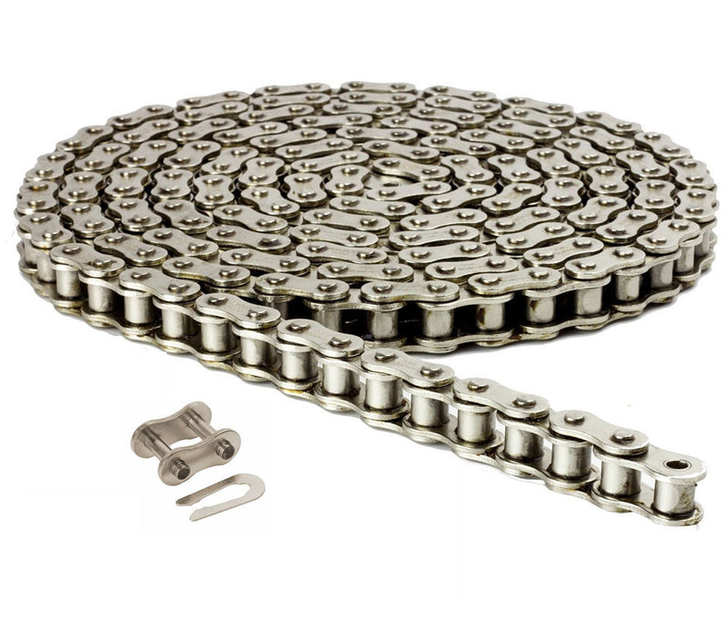 60NP Nickel Plated Roller Chain 10 Feet with 2 Connecting Link Anti-Corrosion