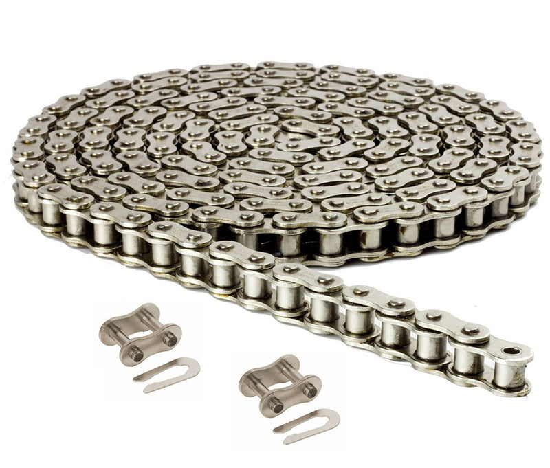 35NP Nickel Plated Roller Chain 10 Feet with 2 Connecting Links Anti-Corrosion