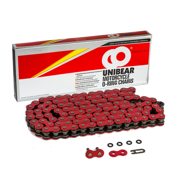 520 Red Motorcycle O-Ring Chain 112 Links with 1 Connecting Link